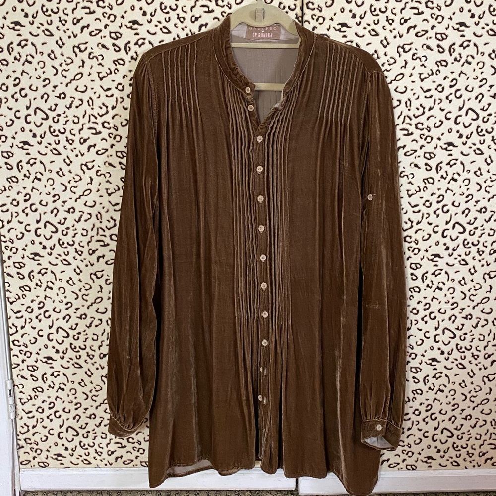 Brown Velvet Button Down Top CP SHADES
